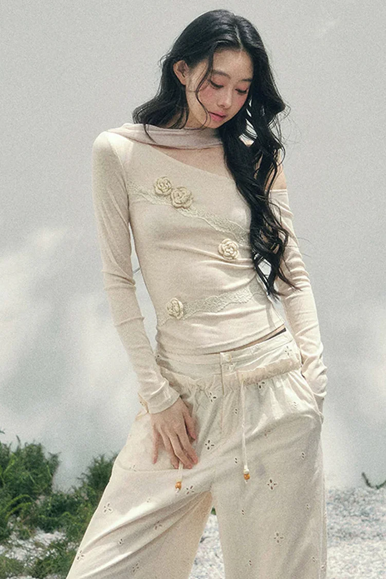 Rose Whisper Lace Off-Shoulder Top - Image 6