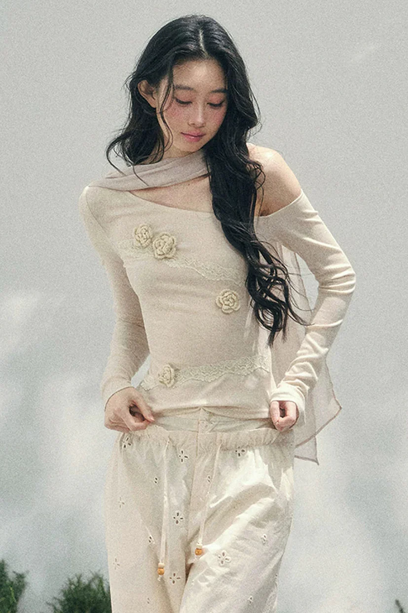 Rose Whisper Lace Off-Shoulder Top - Image 8
