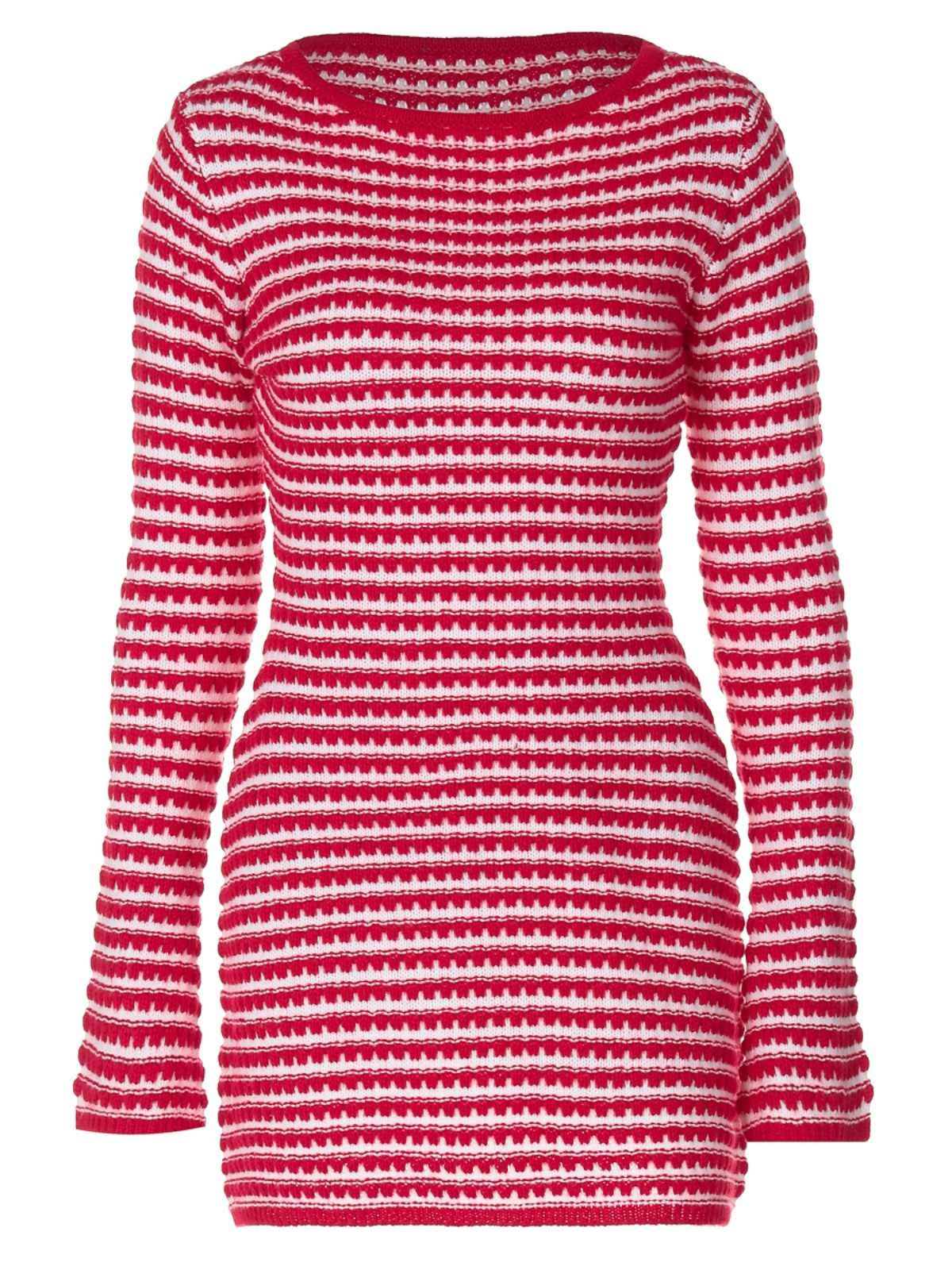 Round Neck Striped Sweater Dress - Image 5