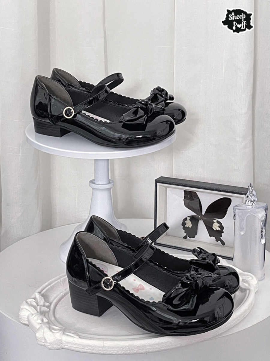 Round Toe Bow Leather Shoes - Image 4