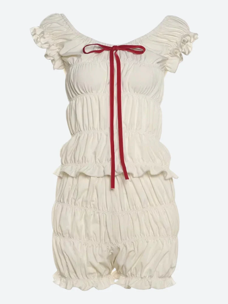 Ruched Off Shoulder Top & Shorts Coord - Image 4