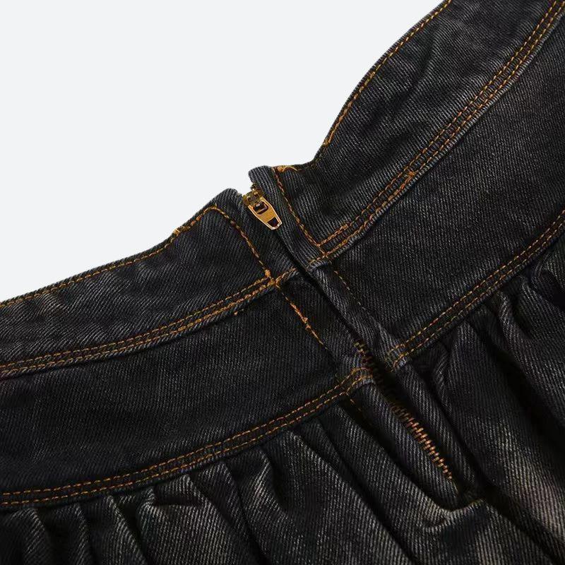 Ruffled Denim Mini Skirt - Image 3