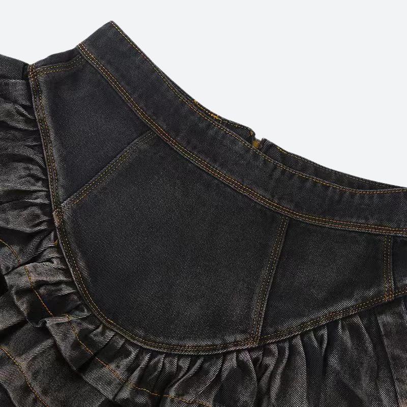Ruffled Denim Mini Skirt - Image 4