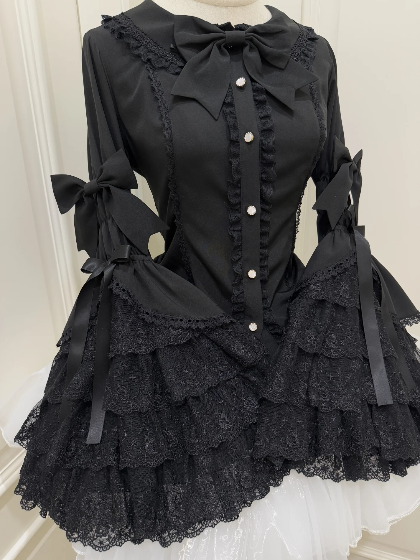 Ruffled Lace Bow Coquette Shirt - Image 2