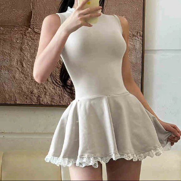 Ruffled Sleeveless Dark Coquette Dress - Image 5