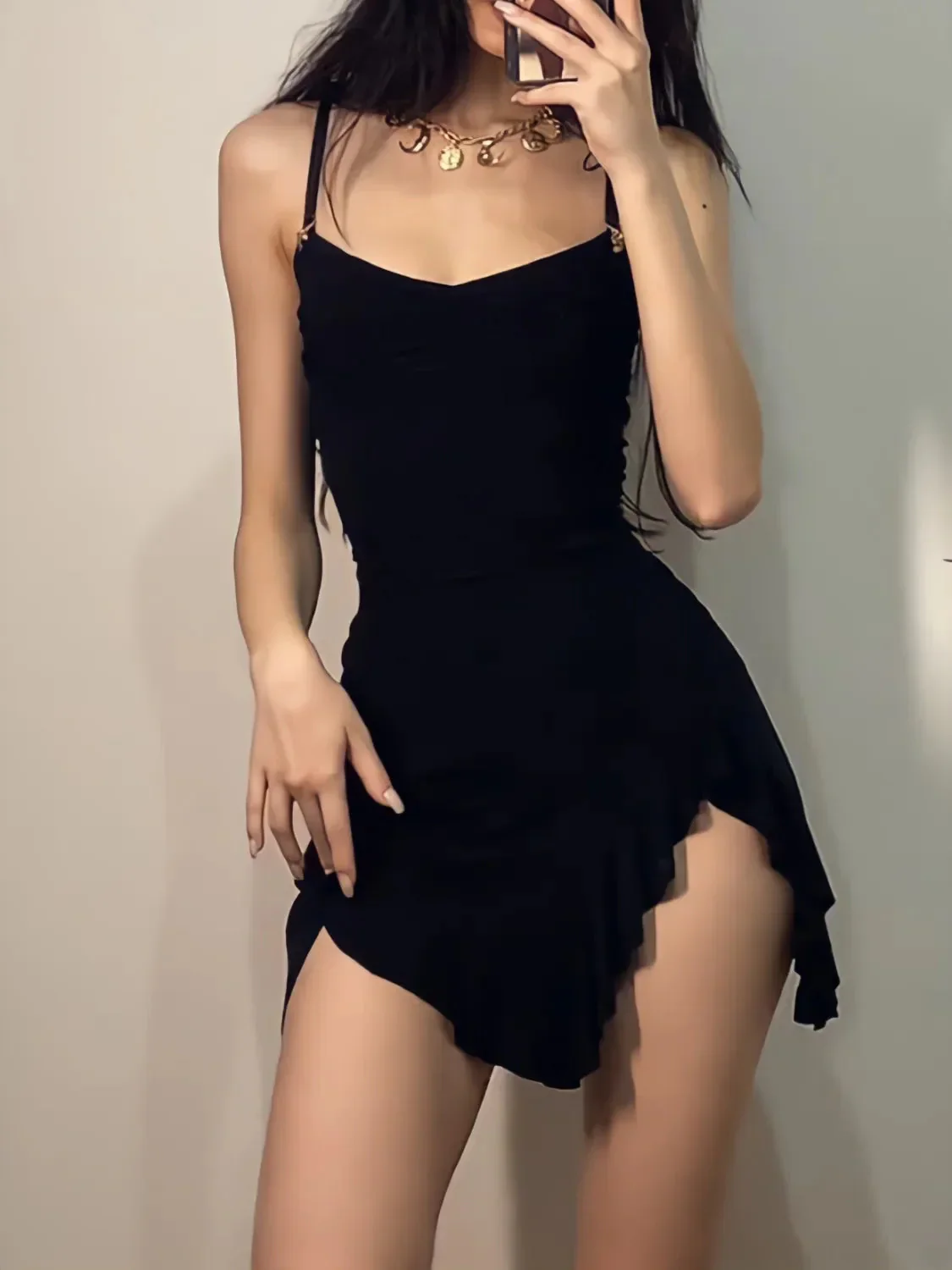 Ruffled Slit Bodycon Mini Dress - Image 2