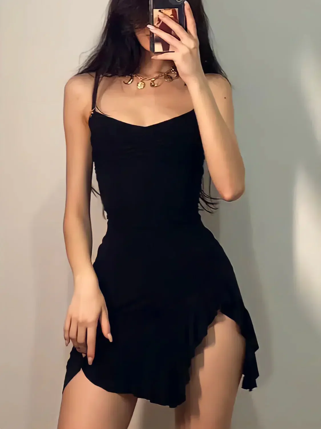 Ruffled Slit Bodycon Mini Dress - Image 3