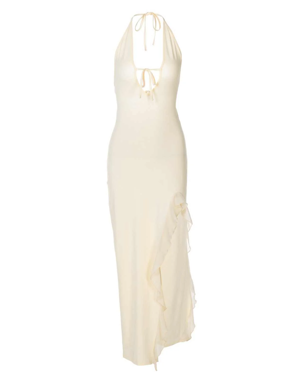 Ruffled Slit Halter-neck Dress - Image 8