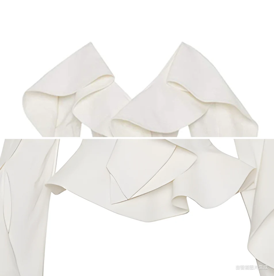 Ruffled splicing design long-sleeved shirt - Image 2