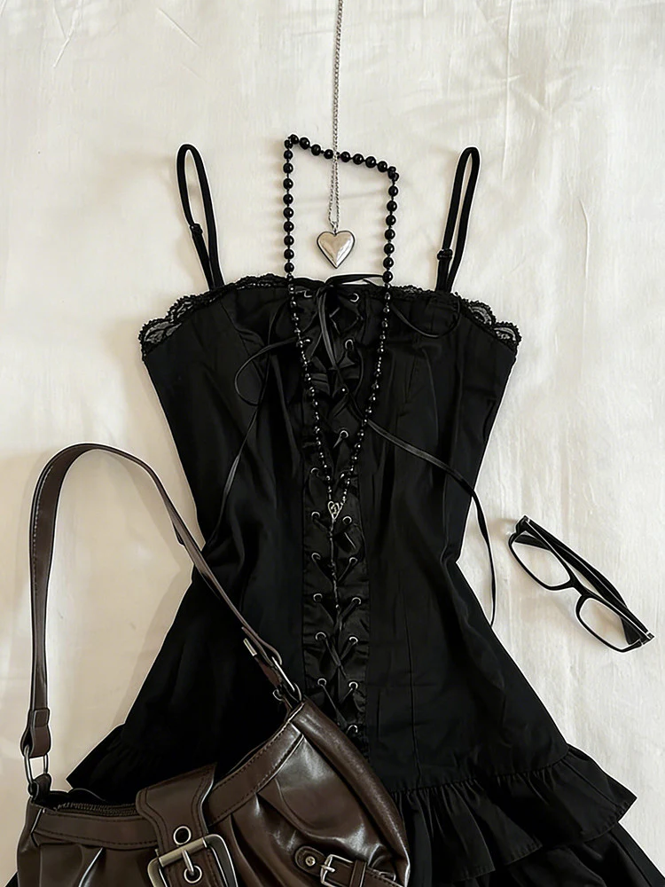ruffled trim corset suspender dress - Image 2