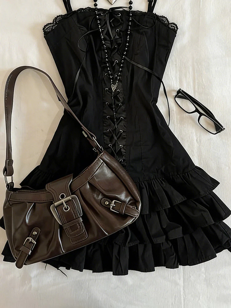 ruffled trim corset suspender dress - Image 5