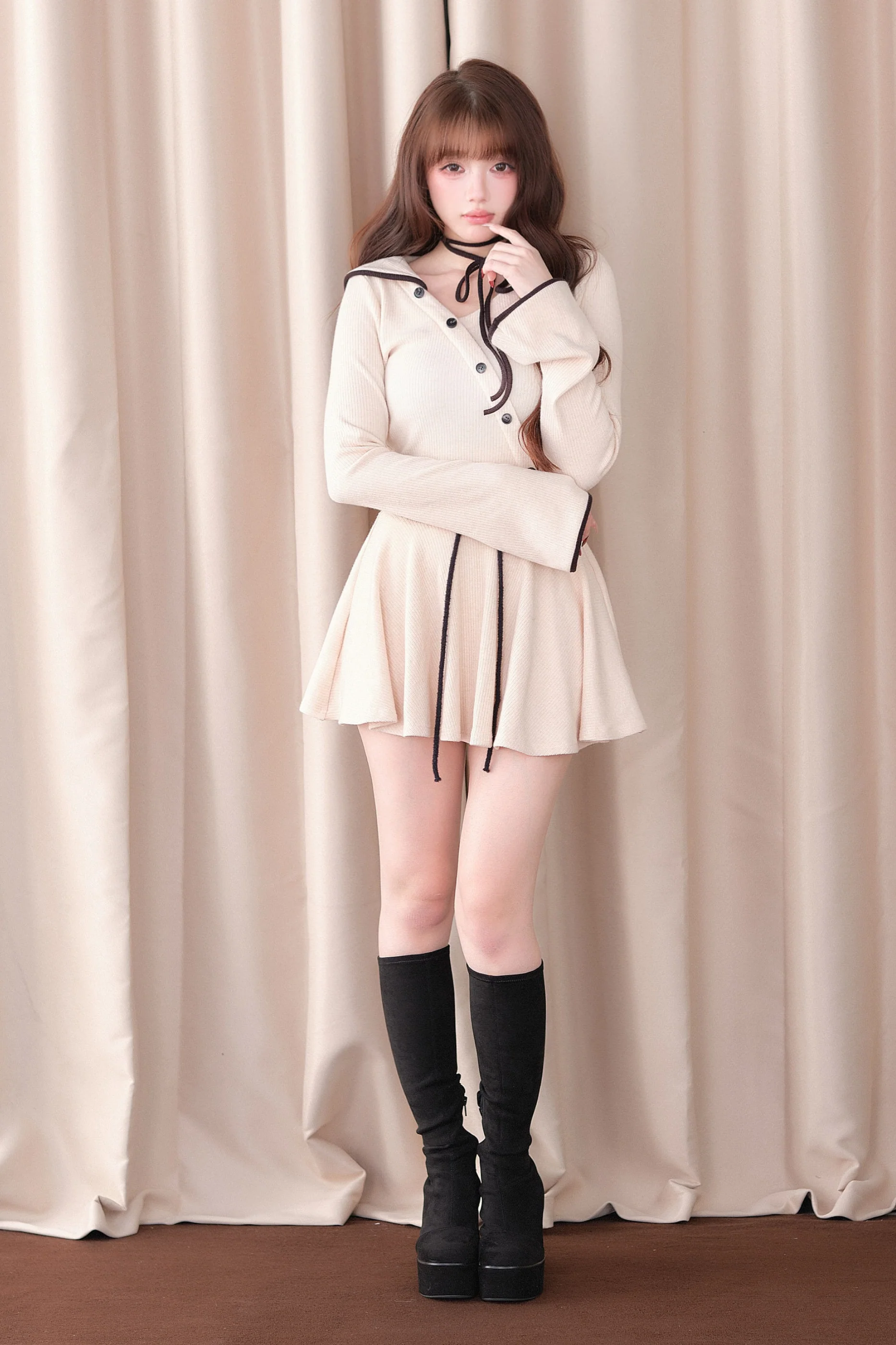 Sailor Collar Top + Flare Skirt - Image 2