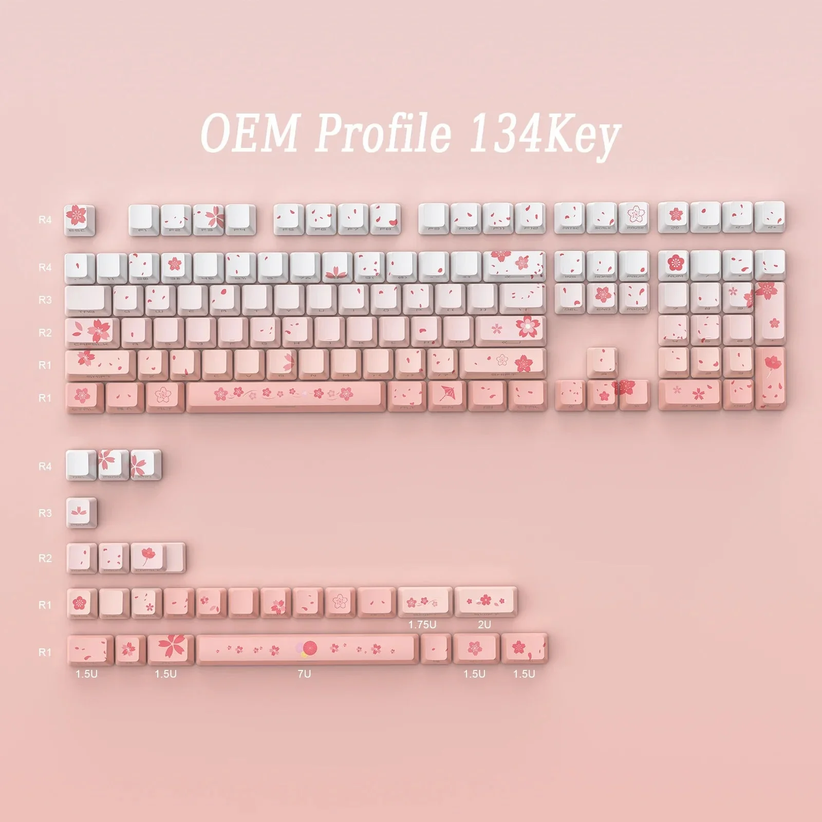 Sakura Blossom Backlit Key Caps Full Set - Image 6