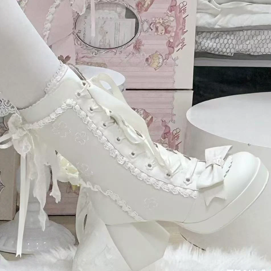 Sakura lolita bow martin boots - Image 2