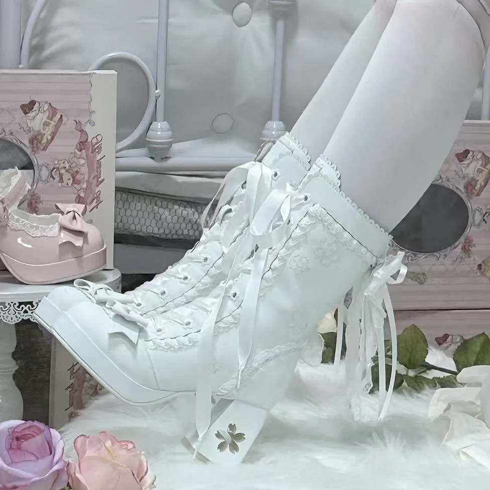 Sakura lolita bow martin boots - Image 7