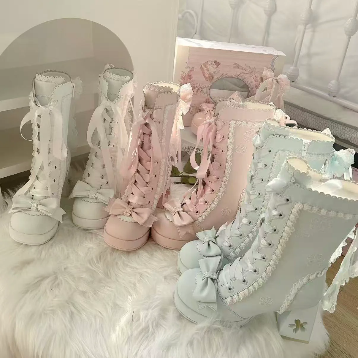 Sakura lolita bow martin boots - Image 8