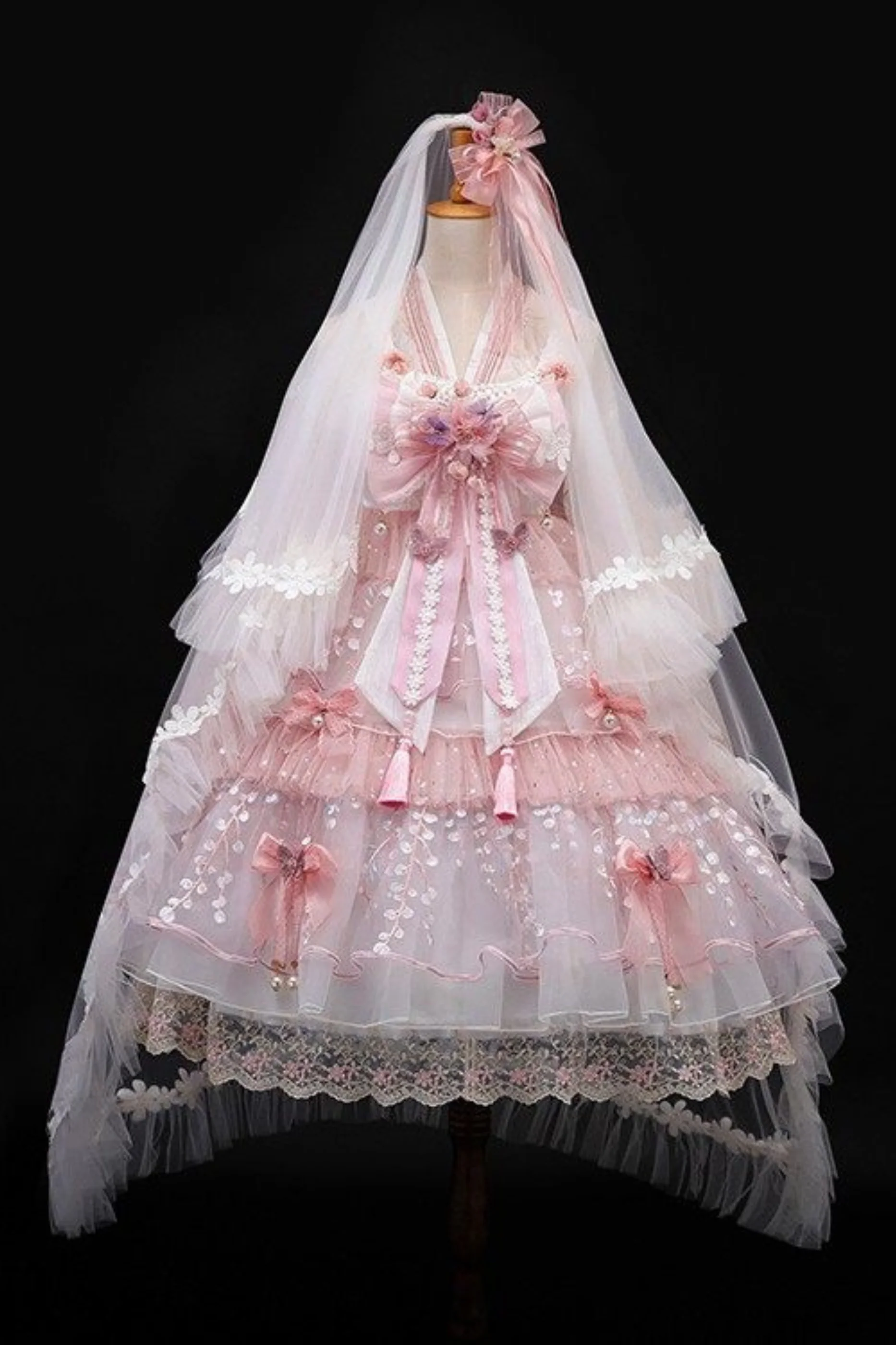 Sakura Sweet China Lolita Shirt + Necklace + Bow + Veil + Clip - Image 22