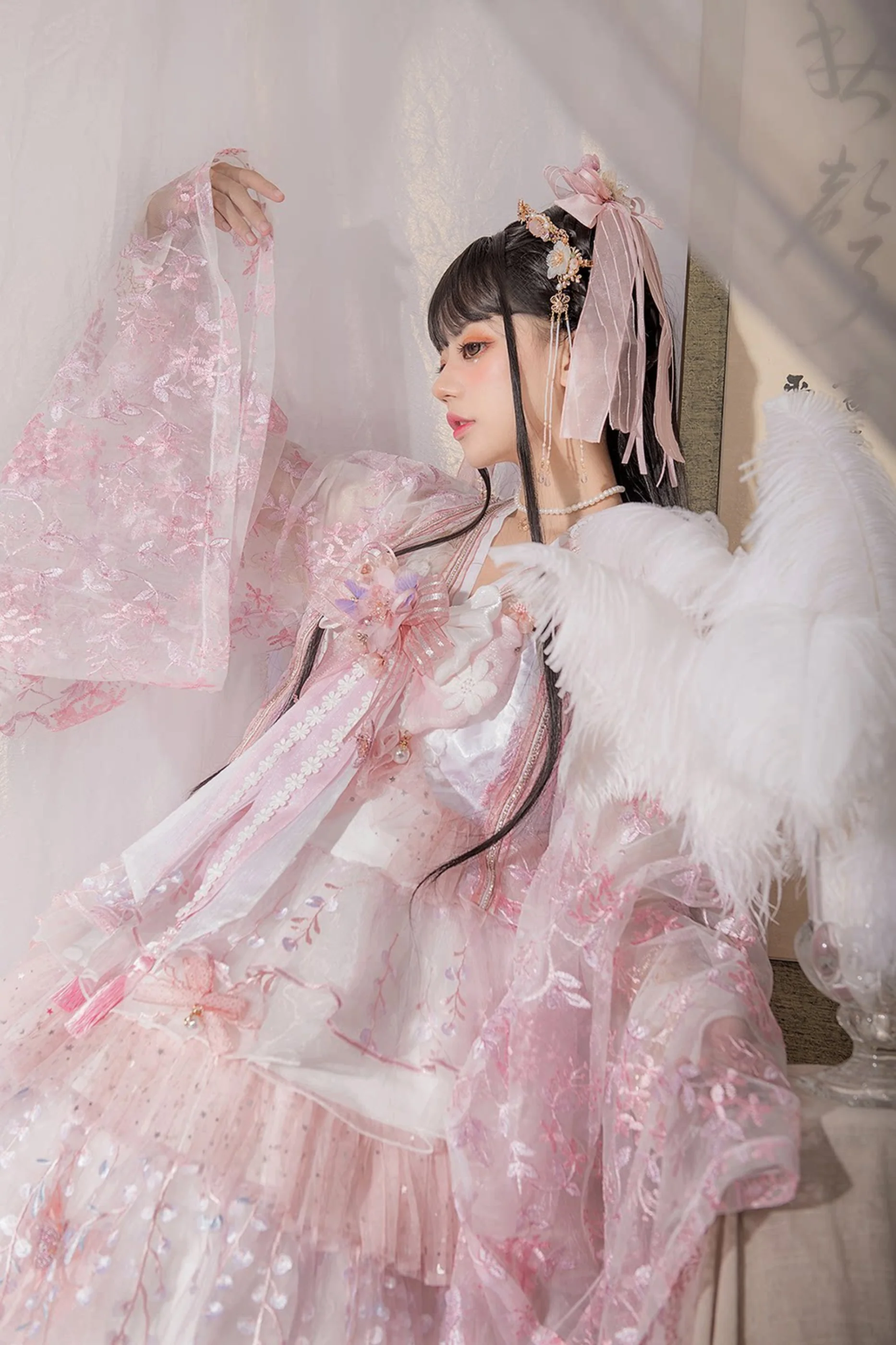 Sakura Sweet China Lolita Shirt + Necklace + Bow + Veil + Clip - Image 26