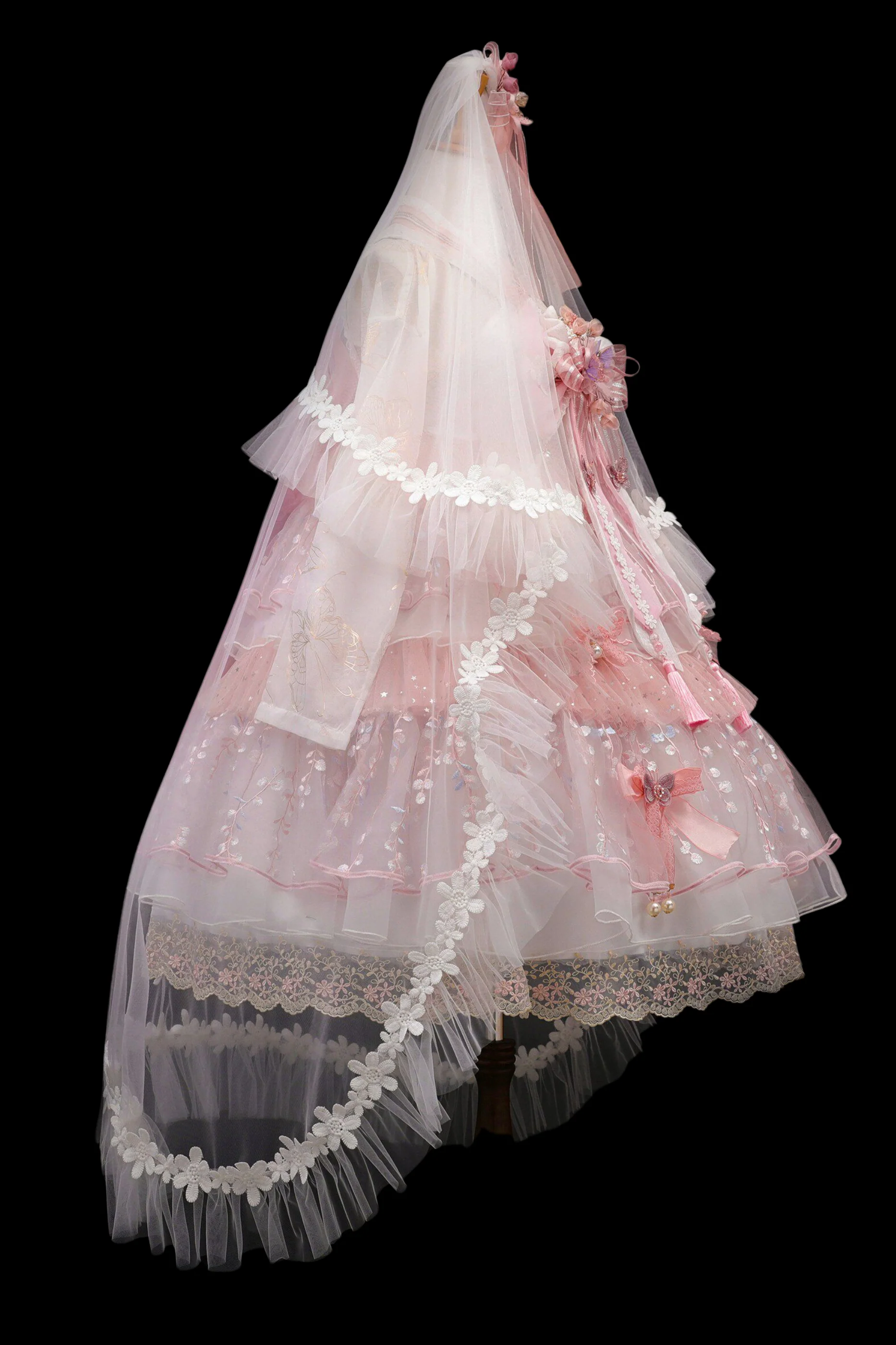 Sakura Sweet China Lolita Shirt + Necklace + Bow + Veil + Clip - Image 4