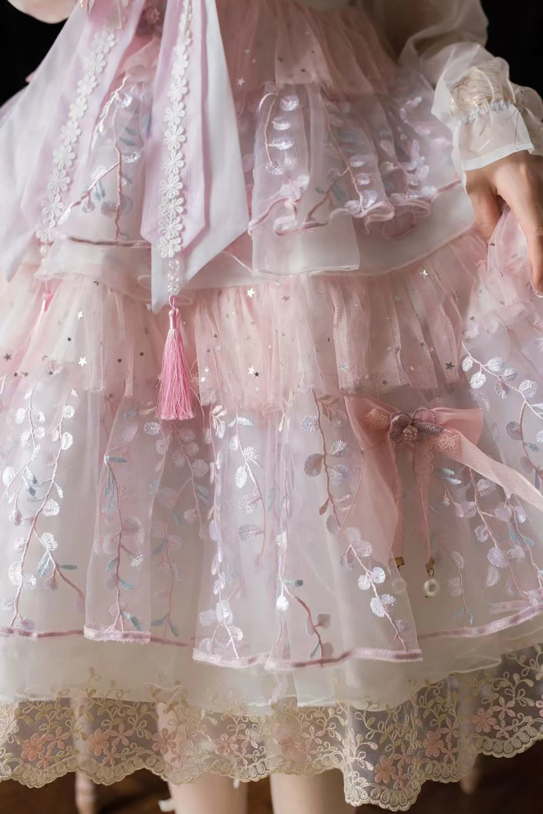Sakura Sweet China Lolita Shirt + Necklace + Bow + Veil + Clip - Image 48