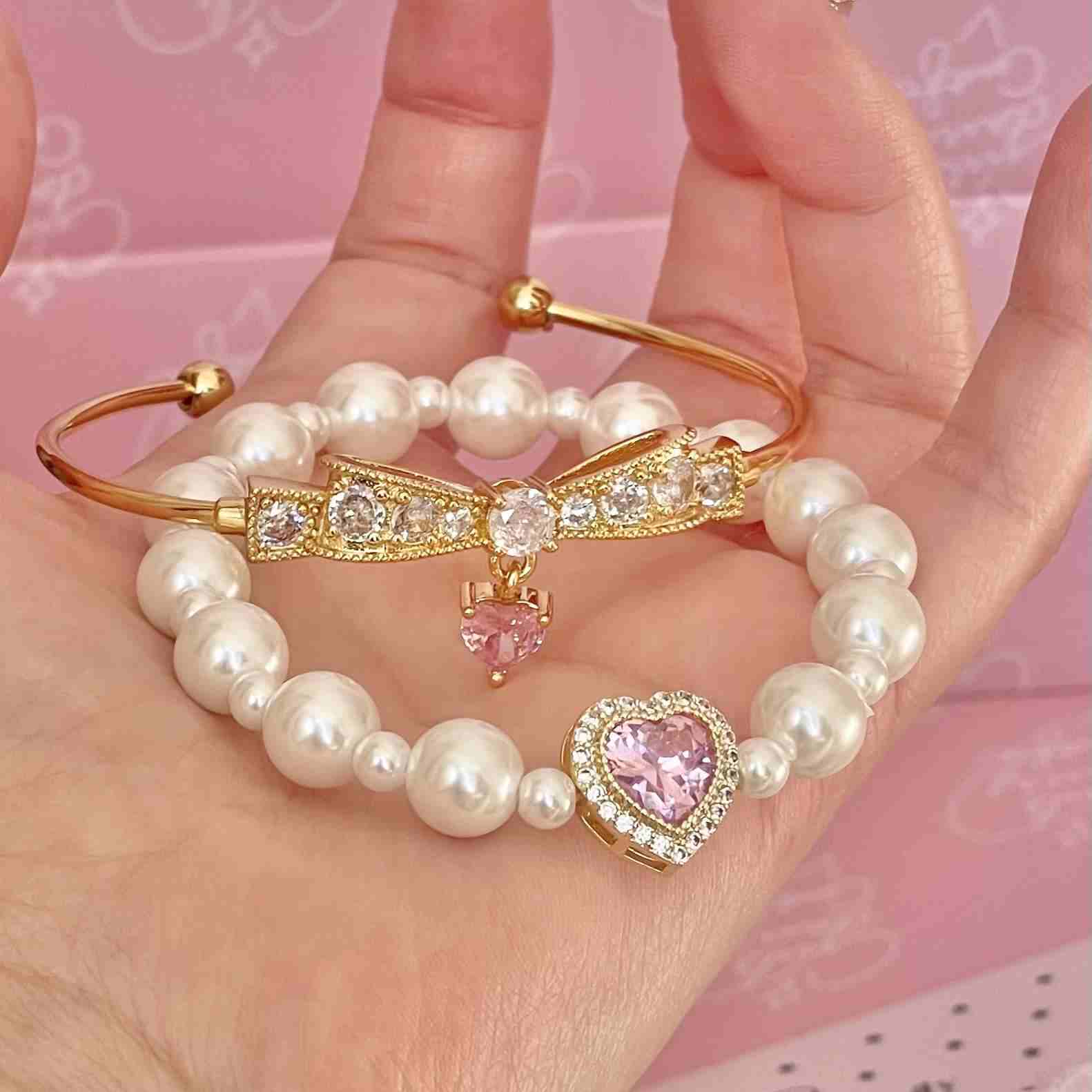 Sakura Snow Bow Pearl Bracelet - Image 9