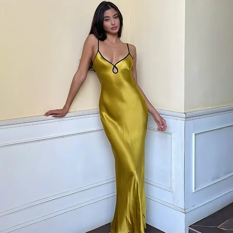 Satin Backless Maxi Dress - Image 3