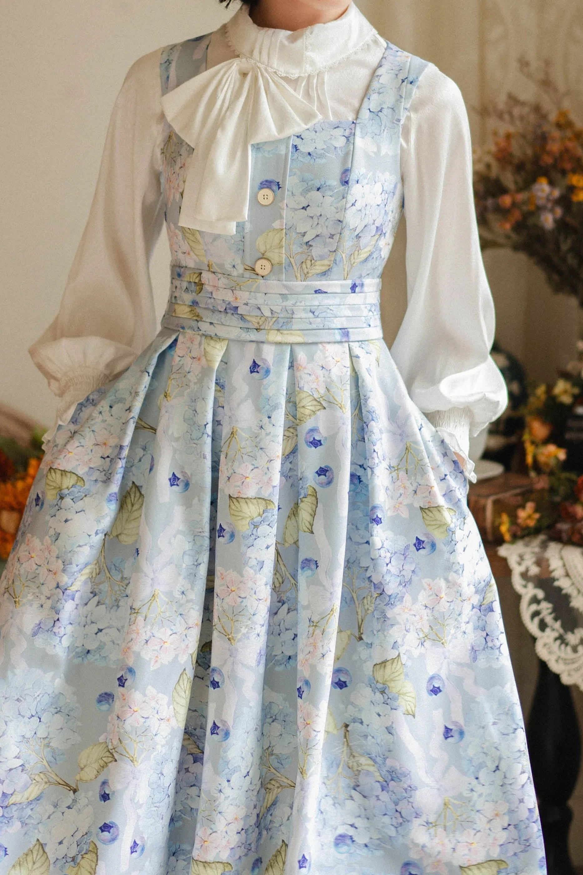 Retro Satin Bow Tie Blouse - Image 8