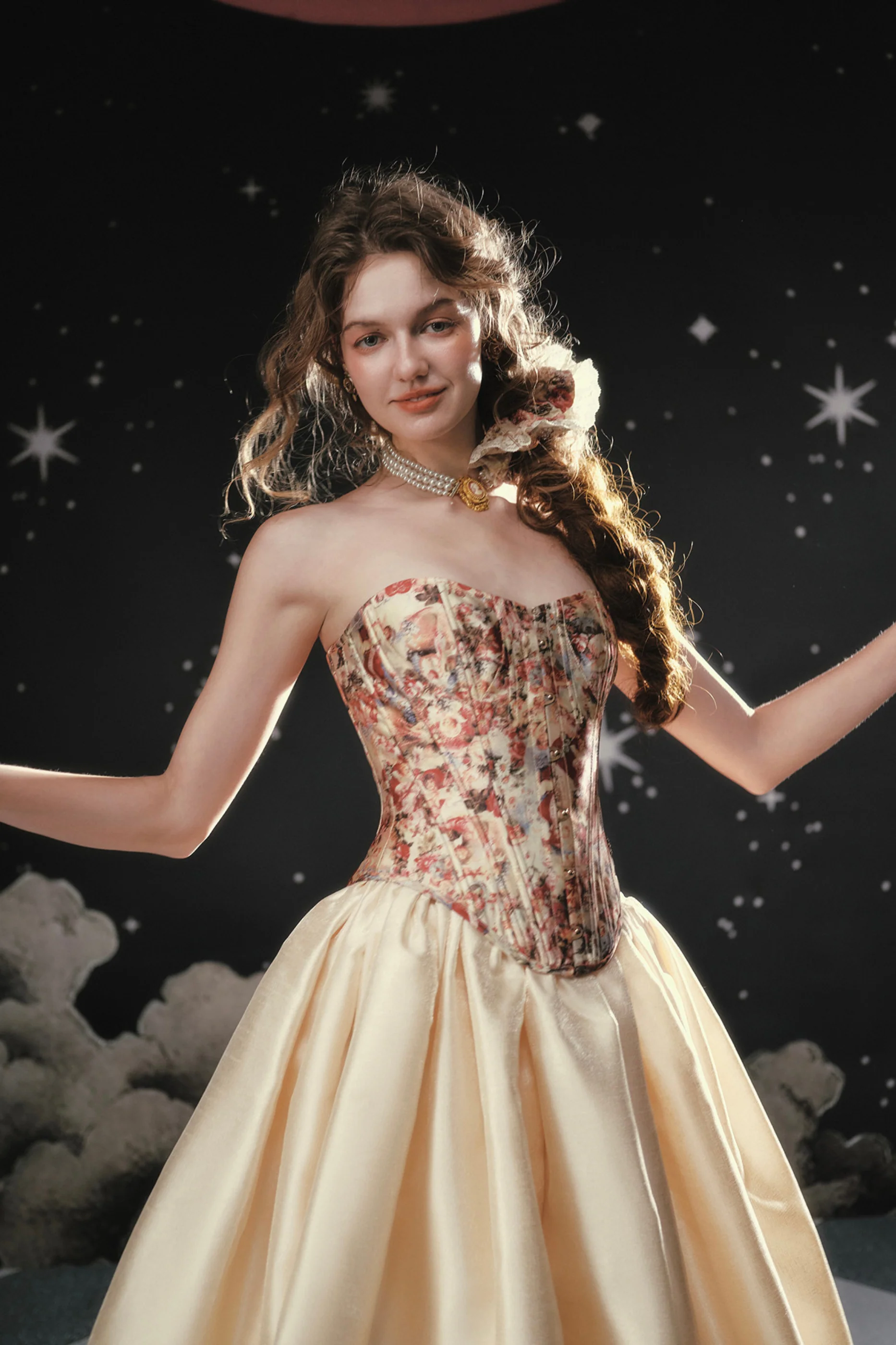 Antique Corset Top + Satin Flare Skirt - Image 5