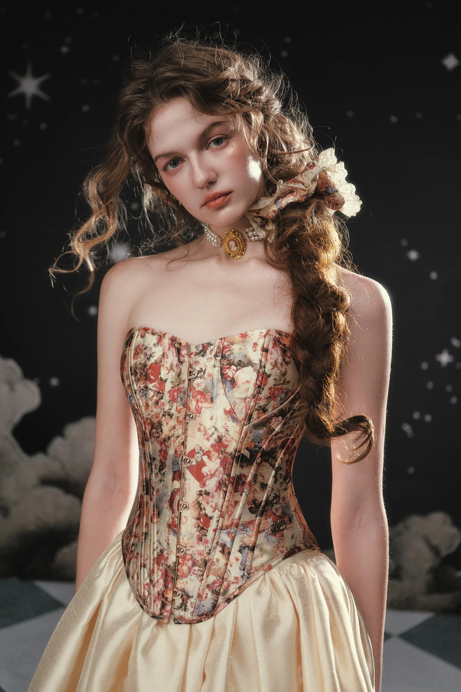 Antique Corset Top + Satin Flare Skirt - Image 11