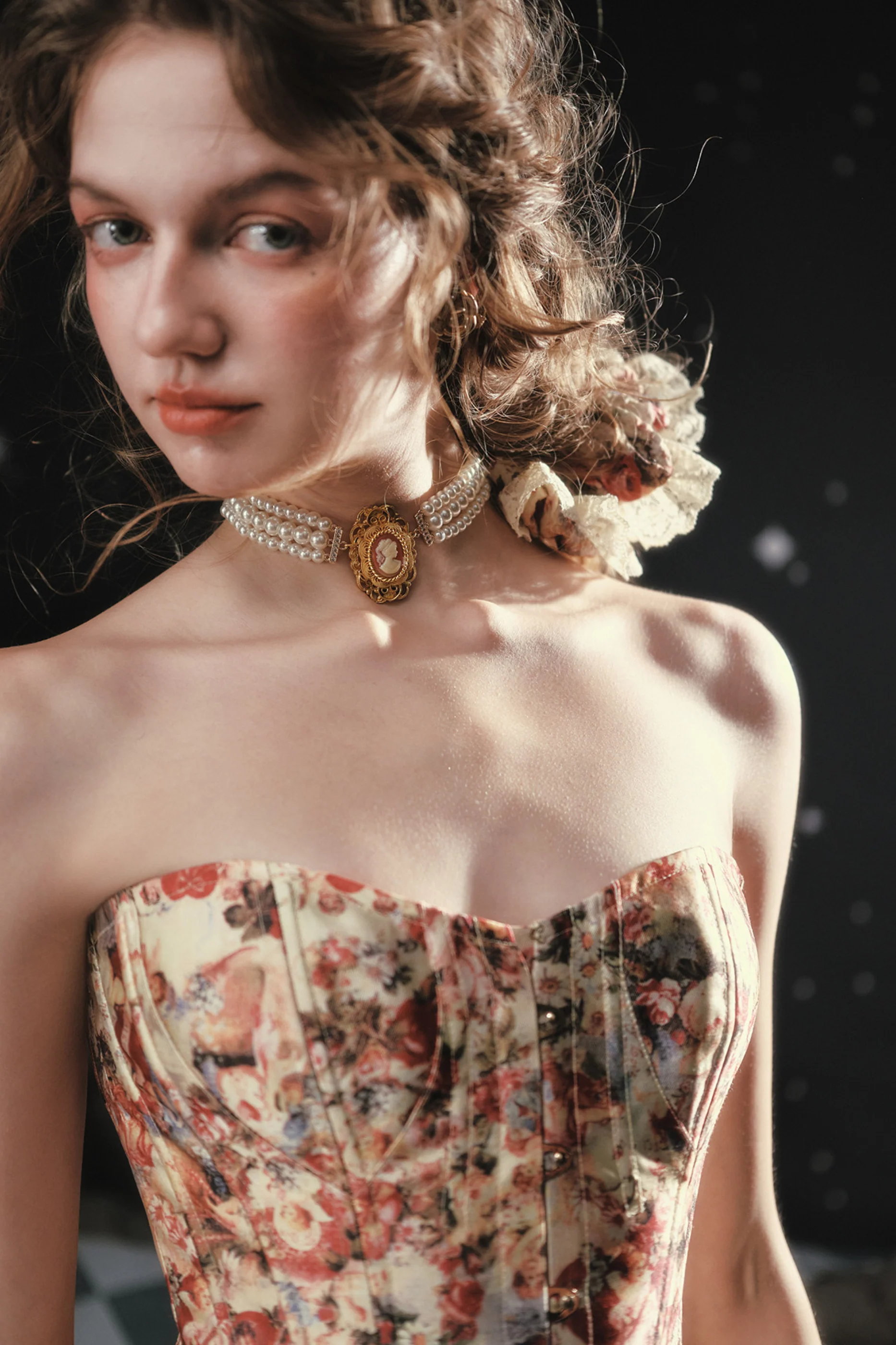 Antique Corset Top + Satin Flare Skirt - Image 12
