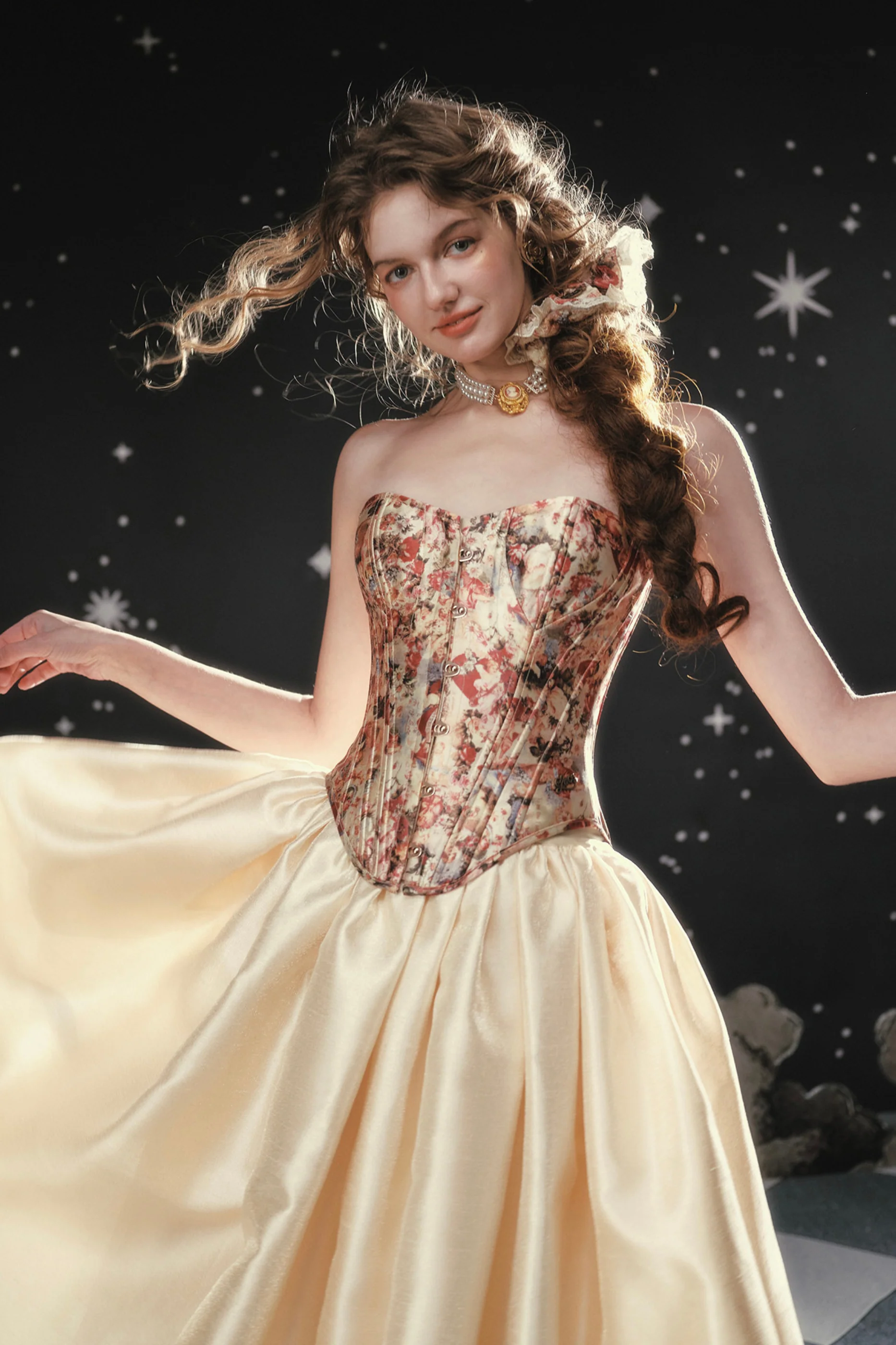 Antique Corset Top + Satin Flare Skirt - Image 4