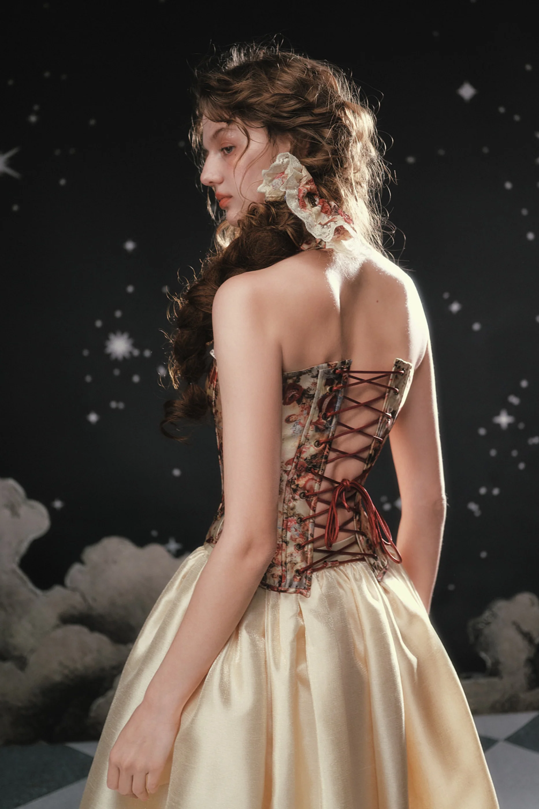 Antique Corset Top + Satin Flare Skirt - Image 6