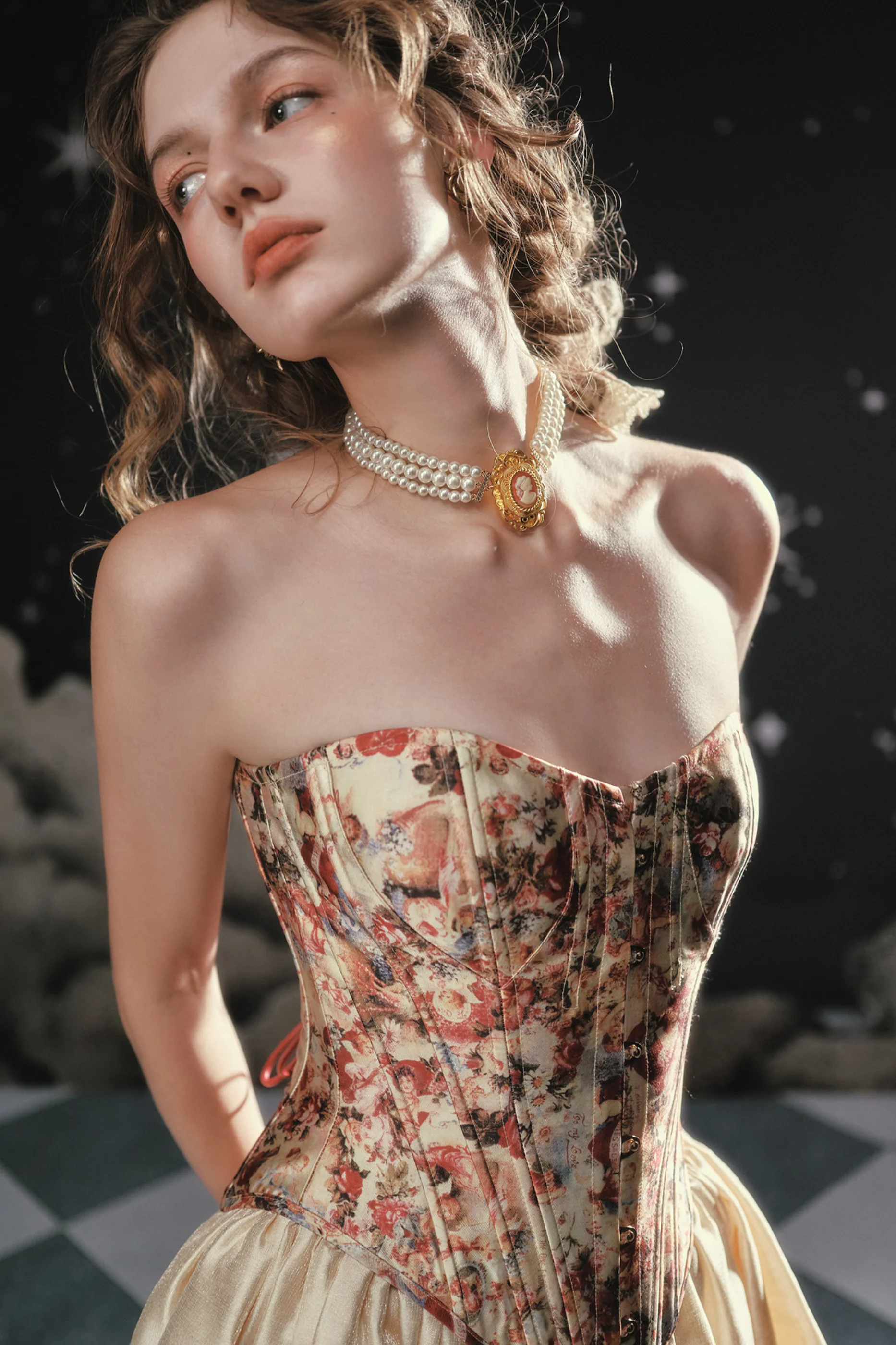 Antique Corset Top + Satin Flare Skirt - Image 7