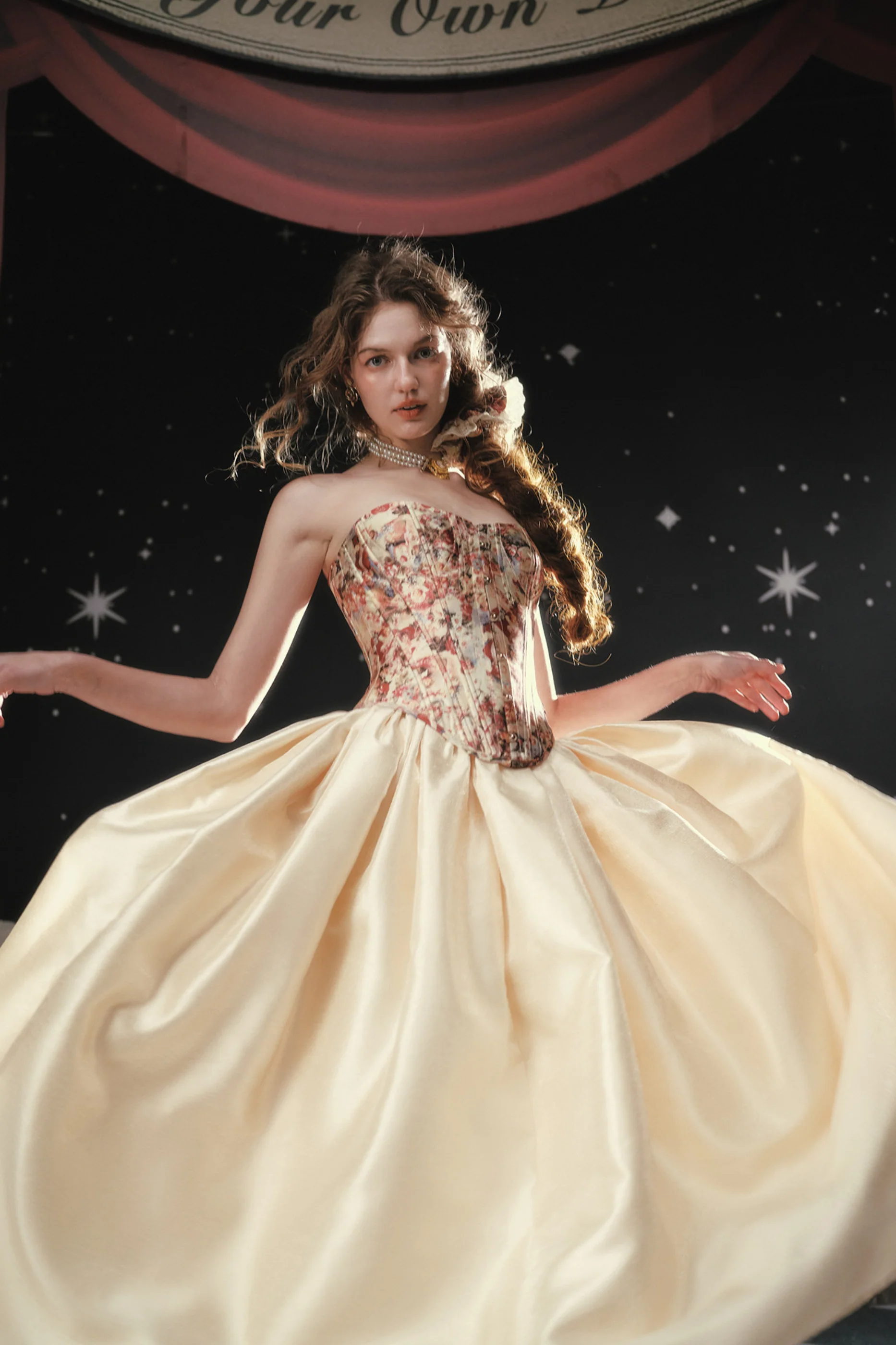 Antique Corset Top + Satin Flare Skirt - Image 8