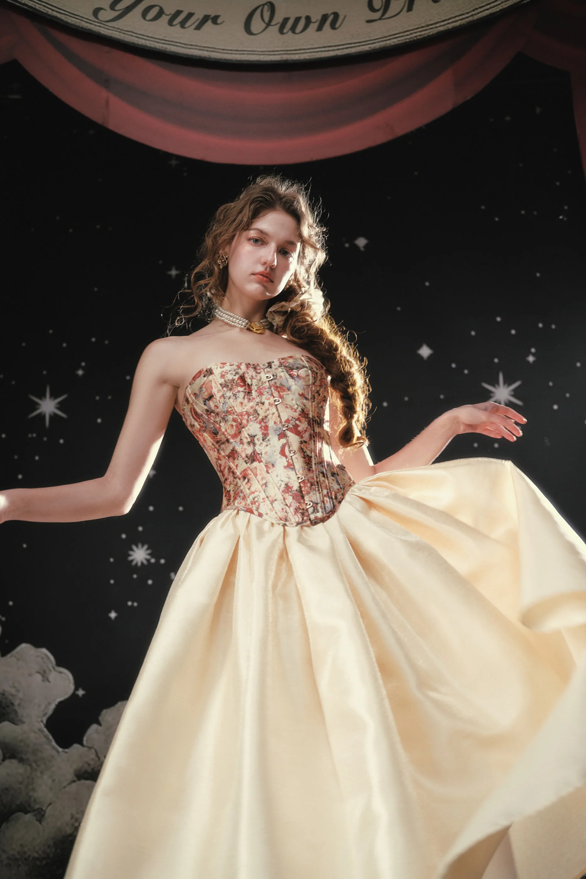 Antique Corset Top + Satin Flare Skirt - Image 9