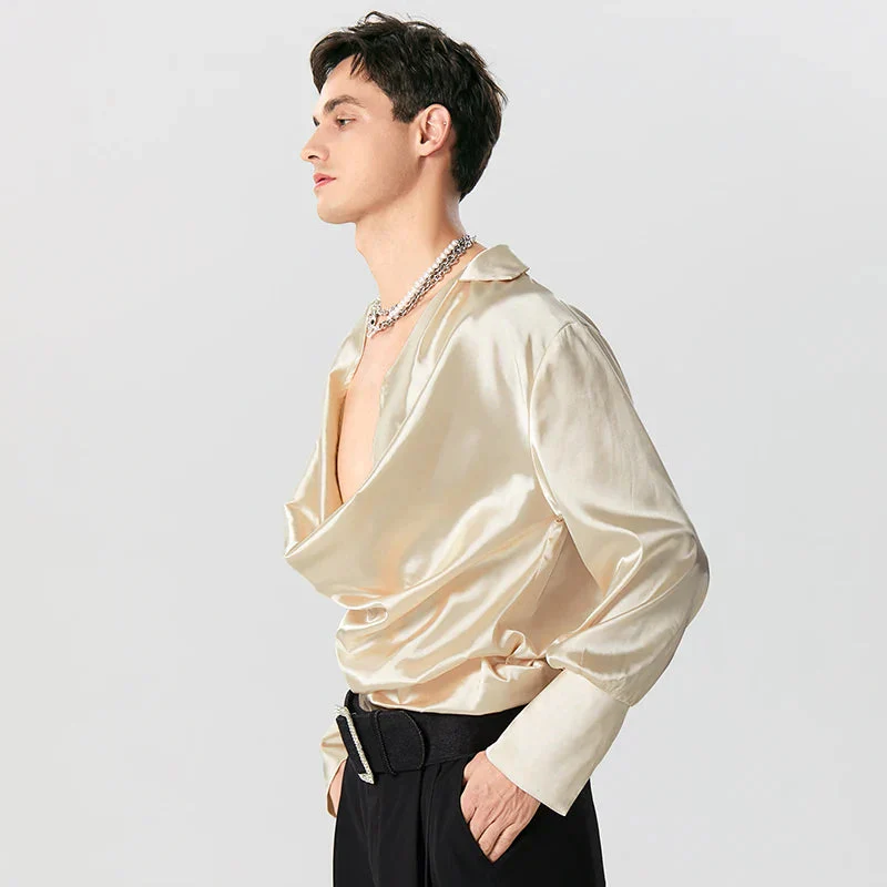 Satin Cowl Neck Shirt - Image 3