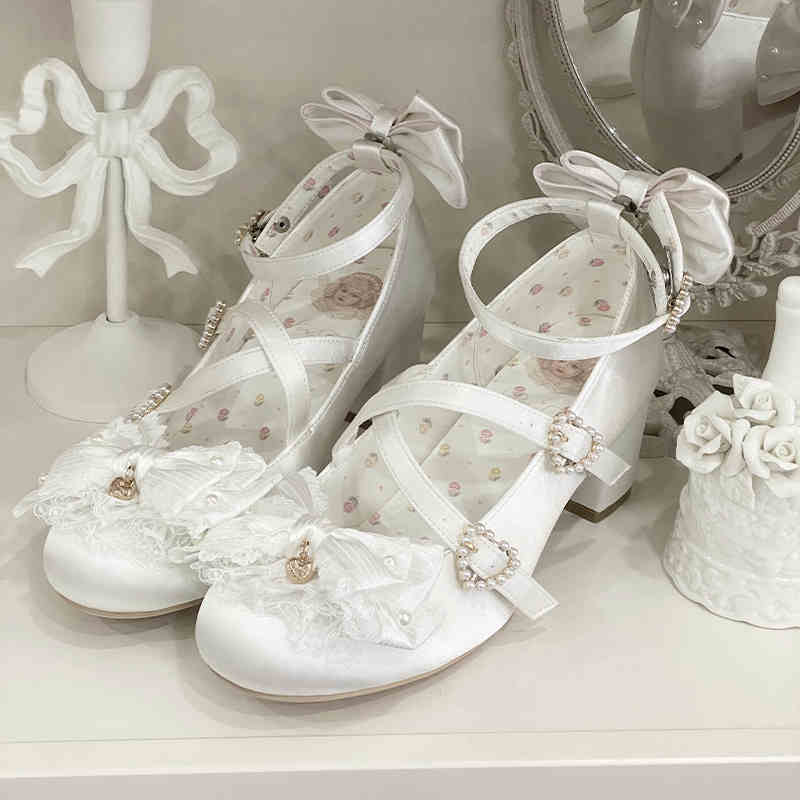 Satin Lace Flower Lolita Shoes - Image 14