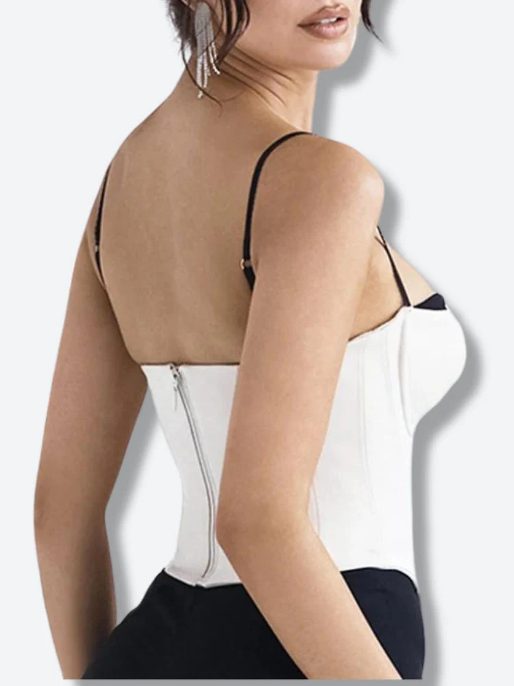 Satin Zip-Up Layered Corset Top - Image 2