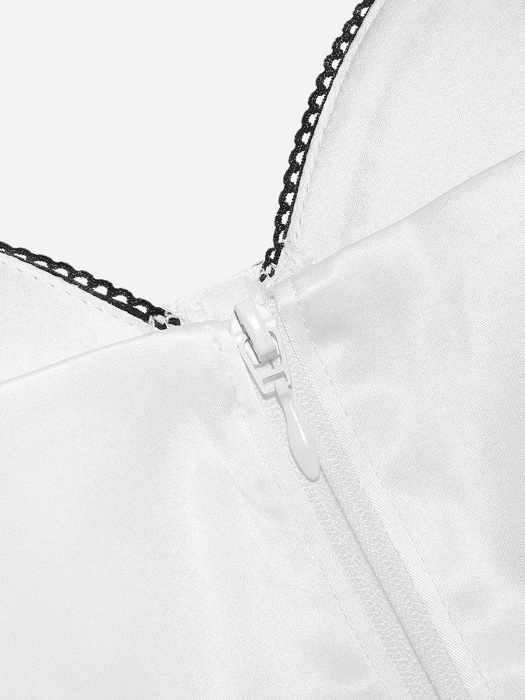 Satin Zip-Up Layered Corset Top - Image 5
