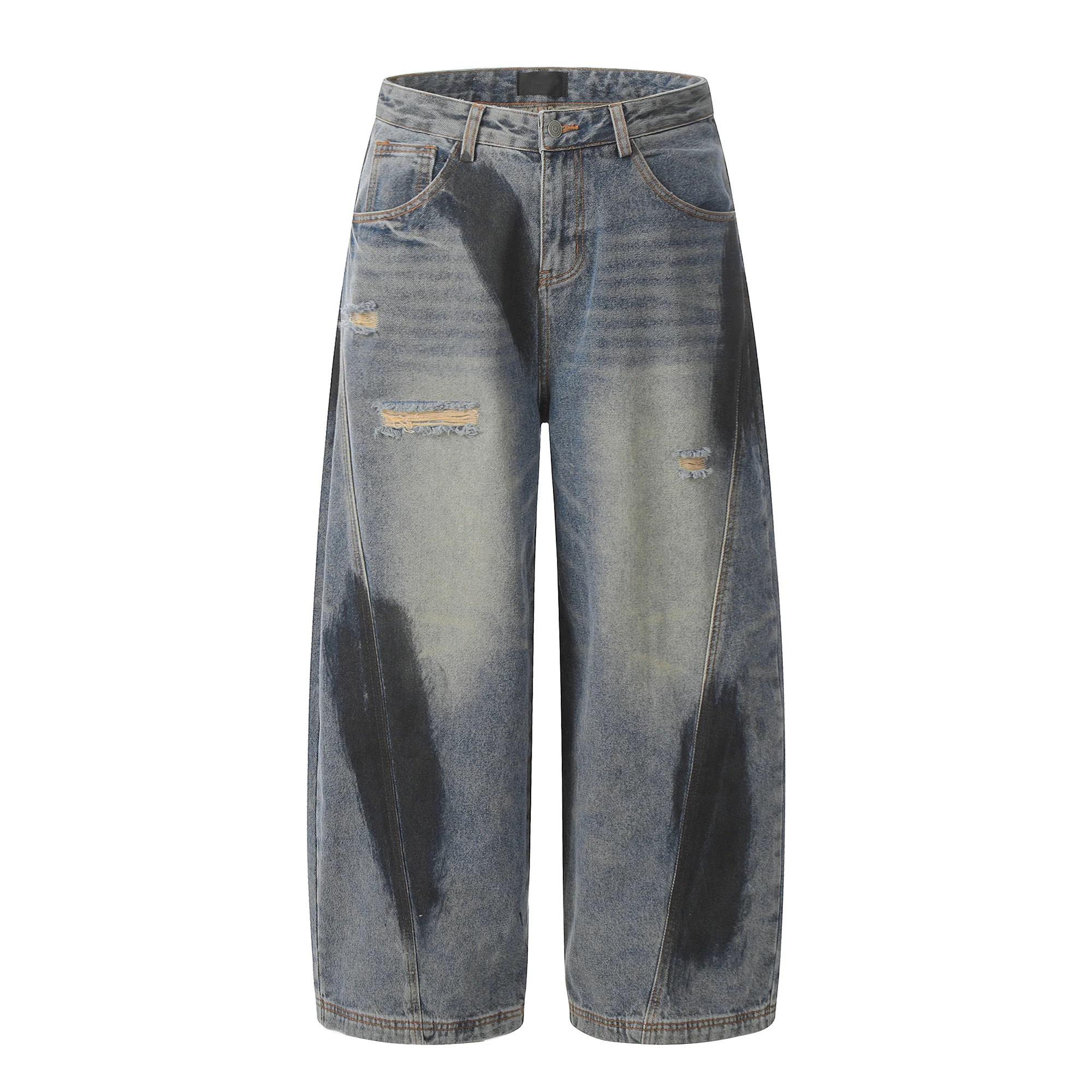 Scimitar Spray-painted Distressed Baggy Jeans - Image 6