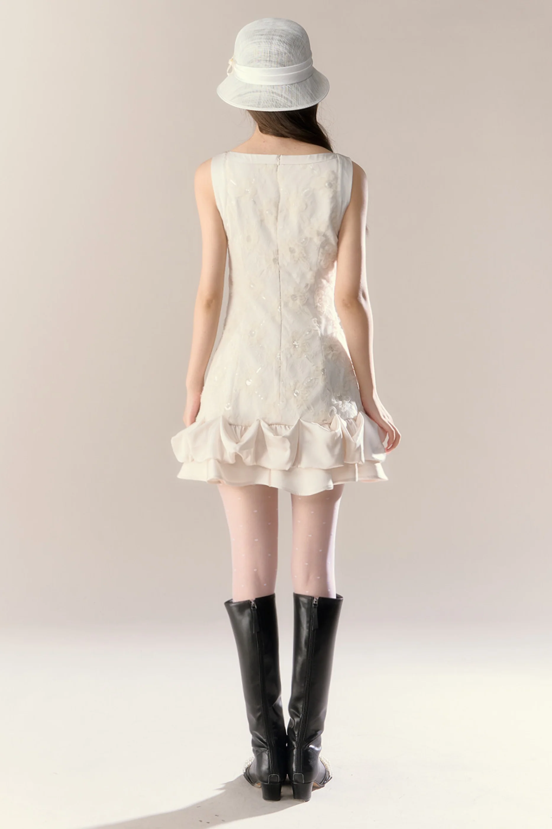 Frill Girly Pure Sleeveless Dress + Ribbon Cape - Image 12