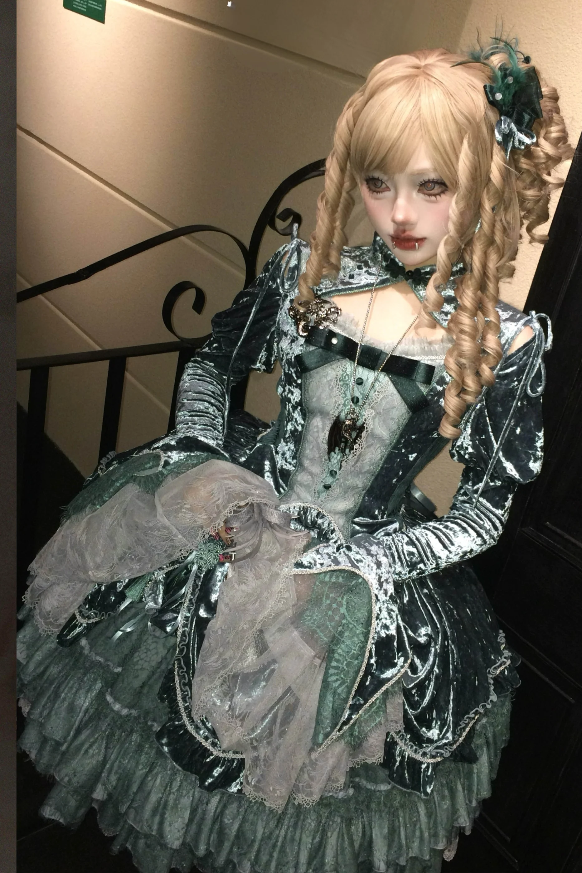 Gothic Velvet Sleeve Lolita Top + Vest + Skirt - Image 14