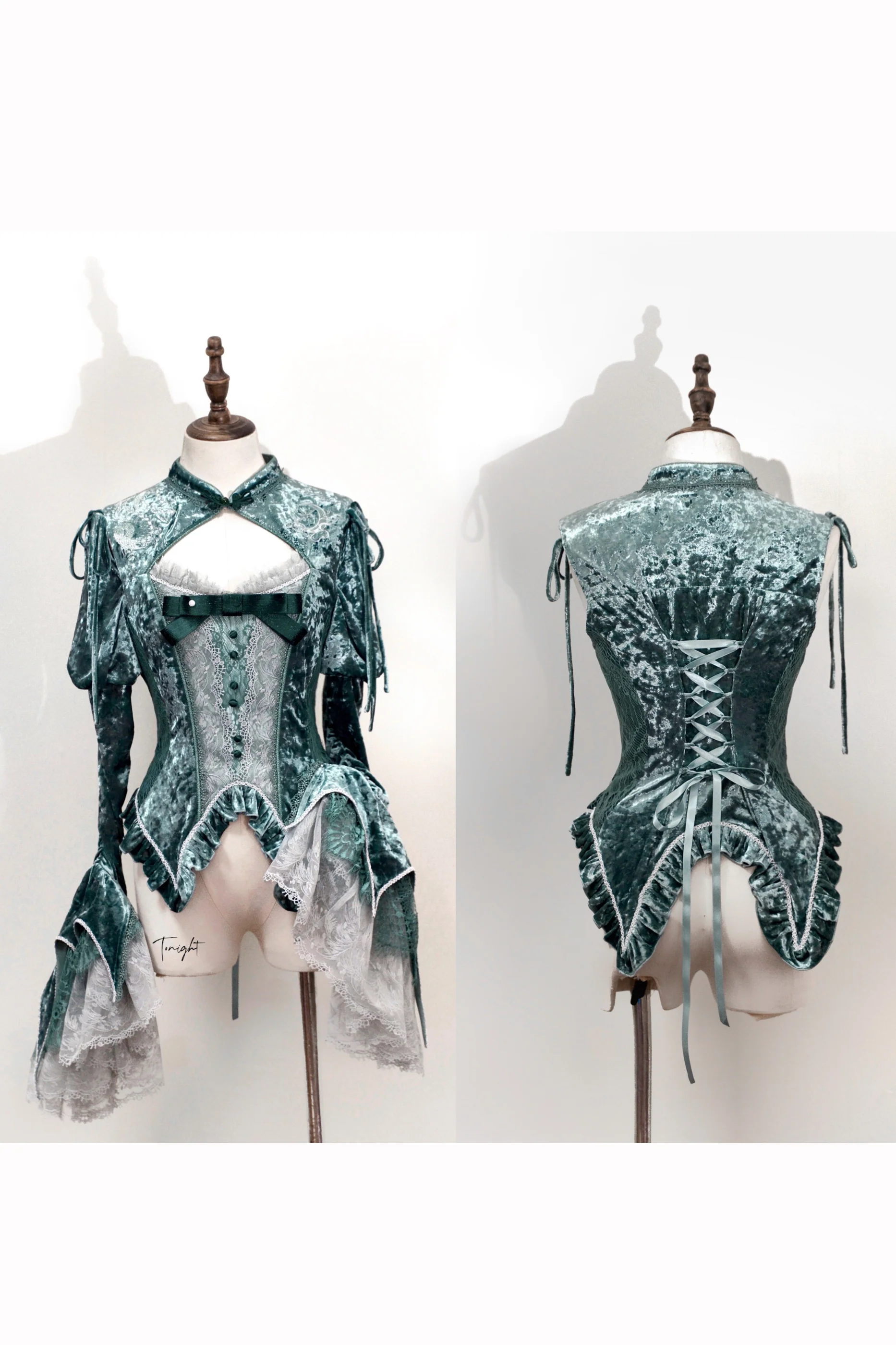 Gothic Velvet Sleeve Lolita Top + Vest + Skirt - Image 25