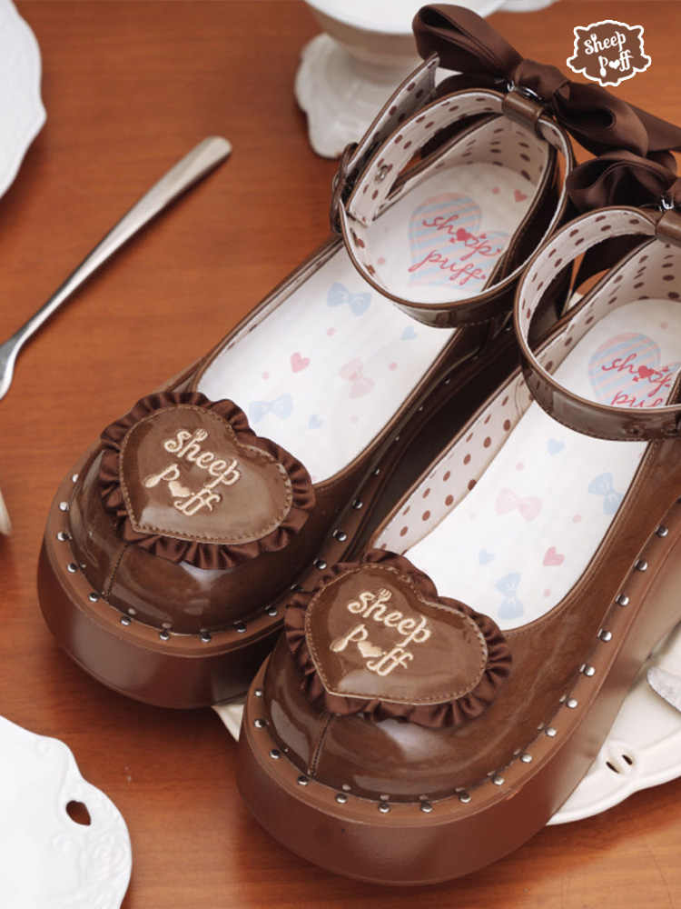 Sheep Puff Lolita Bow Platform Shoes - Image 6
