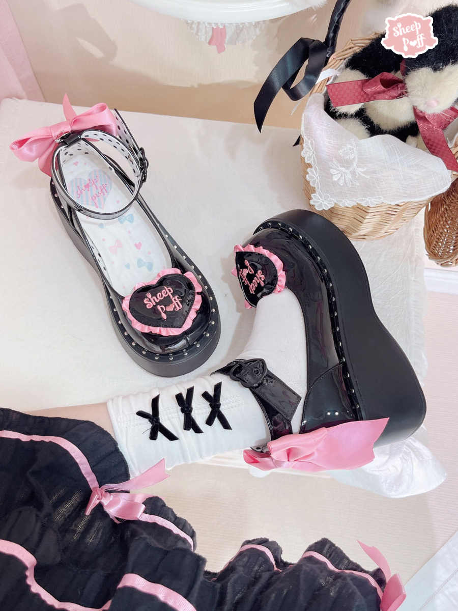 Sheep Puff Lolita Bow Platform Shoes - Image 8