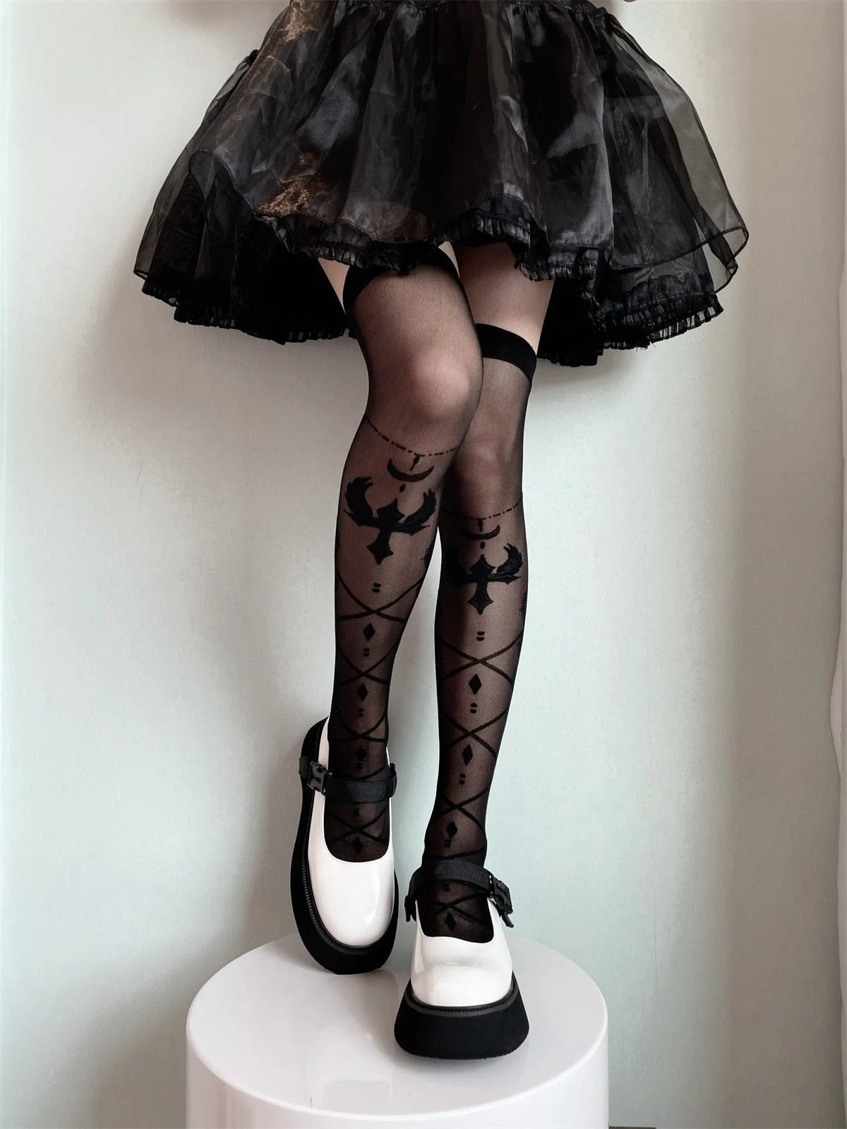 Sheer Ribbon Nylon Thigh Highs - Image 11