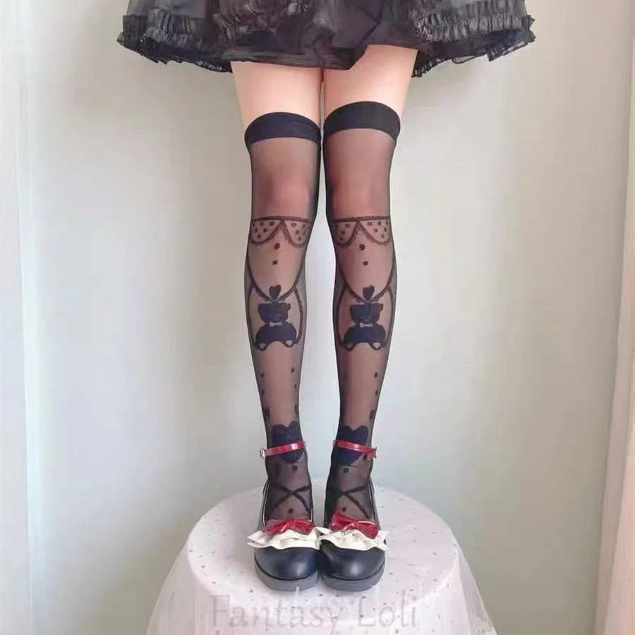 Sheer Ribbon Nylon Thigh Highs - Image 13