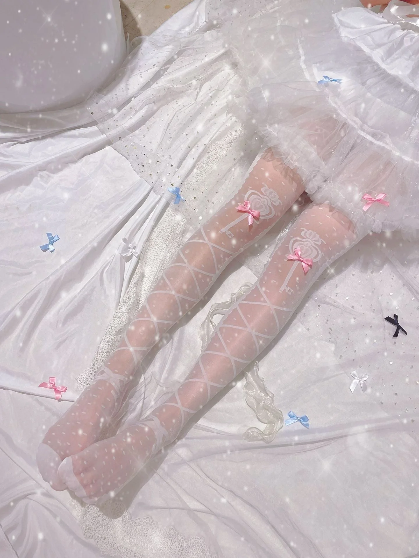 Sheer Ribbon Nylon Thigh Highs - Image 20