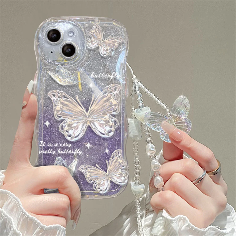 Shimmering Butterfly iPhone Case & Chain - Image 2