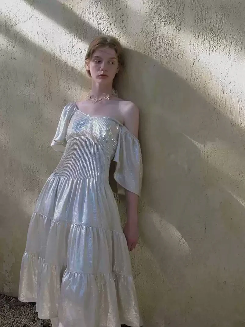 Shimmery Silk Chiffon Dress - Image 2